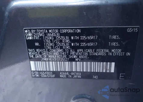 2015 Toyota Rav4 Le z USA, uszkodzony, nr VIN JTMBFREV3FD125527